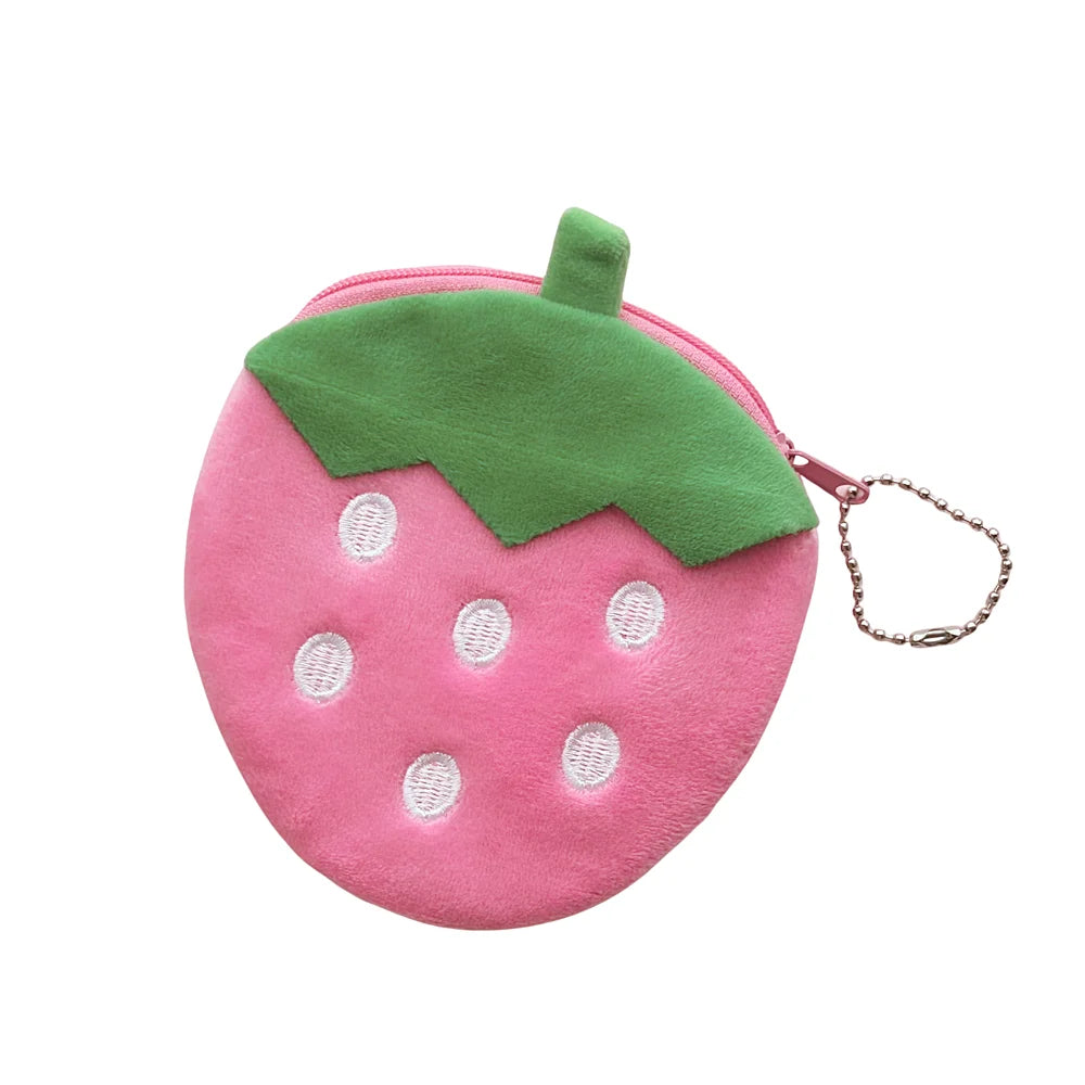 Kawaii rode aardbei portemonnee met groene blaadjes