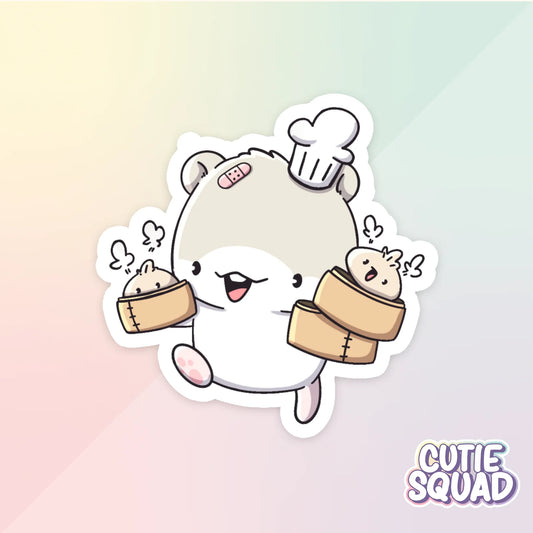 foodie hamsters sticker van cutiesquad met stoomschaaltjes