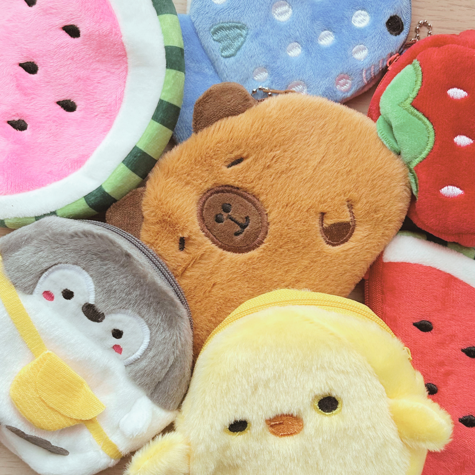 banner met schattige kawaii portemonneetjes in diverse vrolijke designs