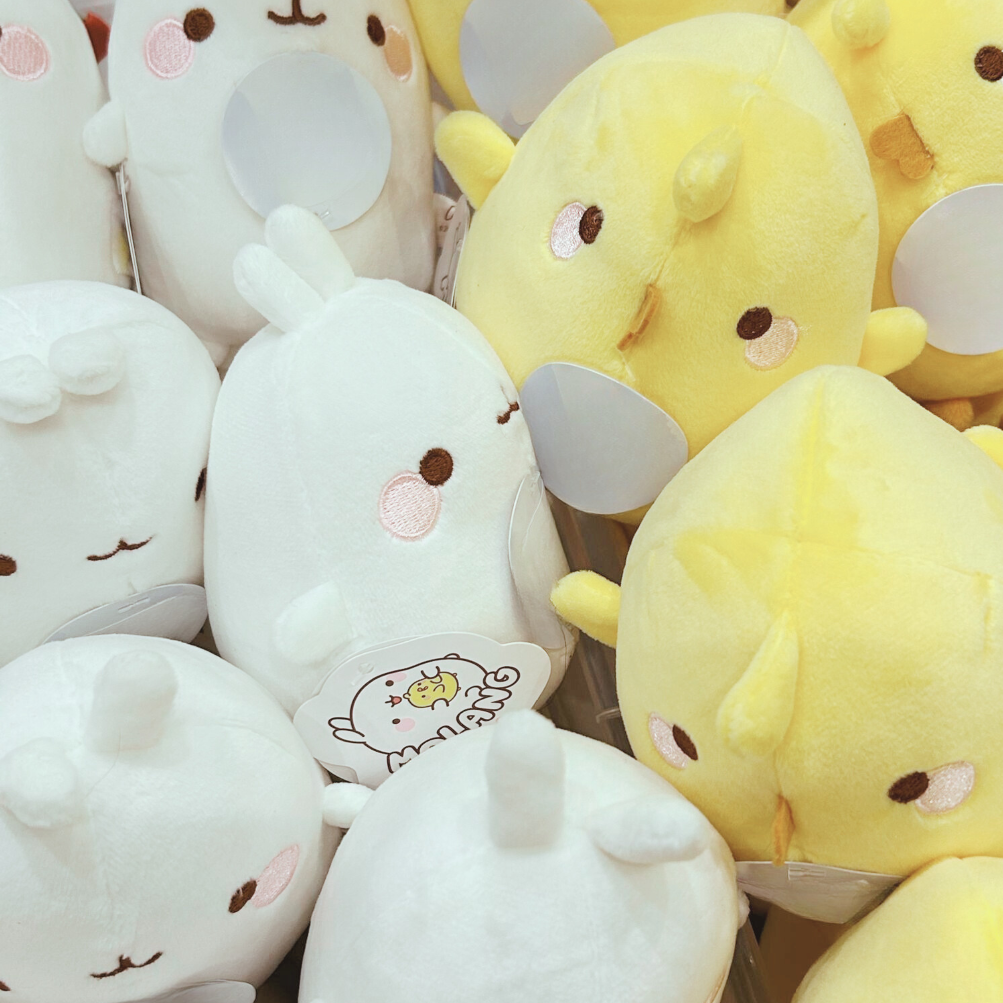 banner met schattige molang en piu piu knuffels in kawaii stijl