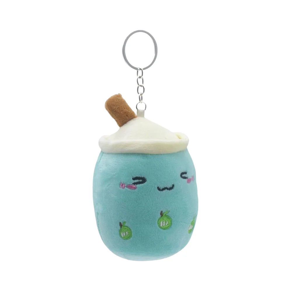 zachte pluche sleutelhanger in boba tea vorm