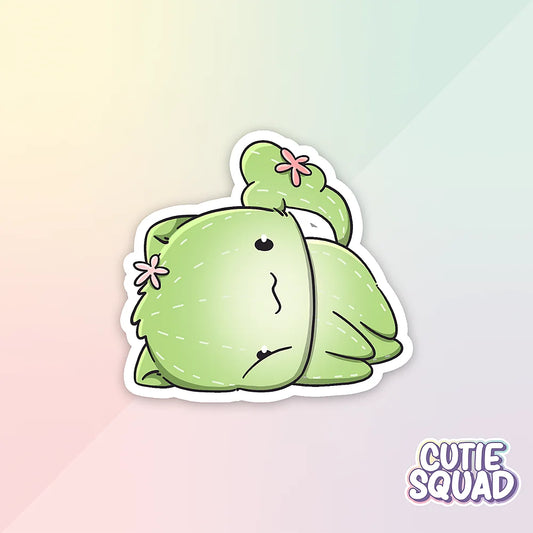 cactus cat sticker van cutiesquad liggend op zijkant