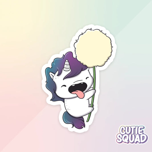cloudy unicorns sticker van cutiesquad met paardenbloem