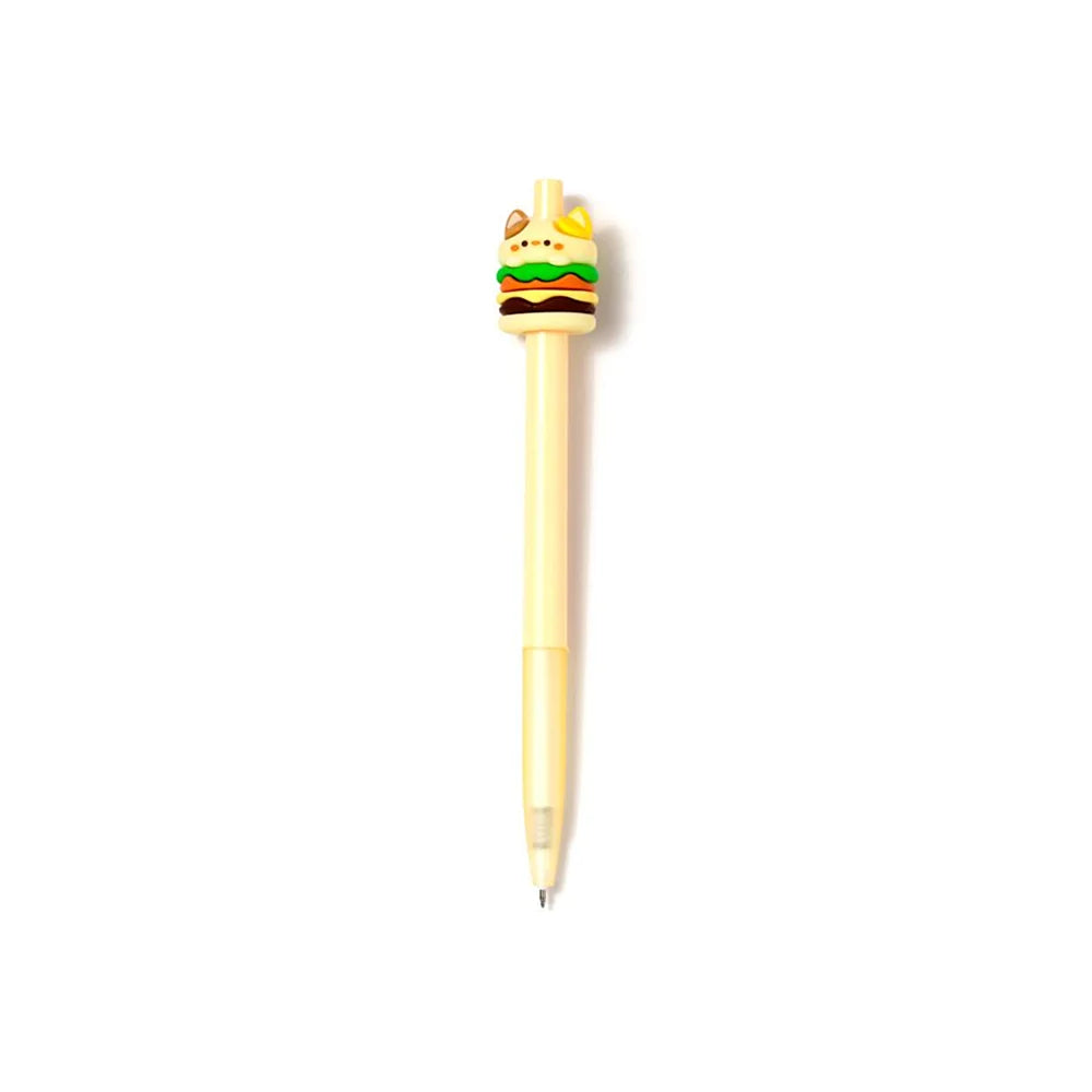 fijnschrijvende pen met kuikentje in kawaii hamburger outfit