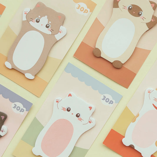 schattige katten memo – vrolijk papierwaren in liggend kattenvormpje