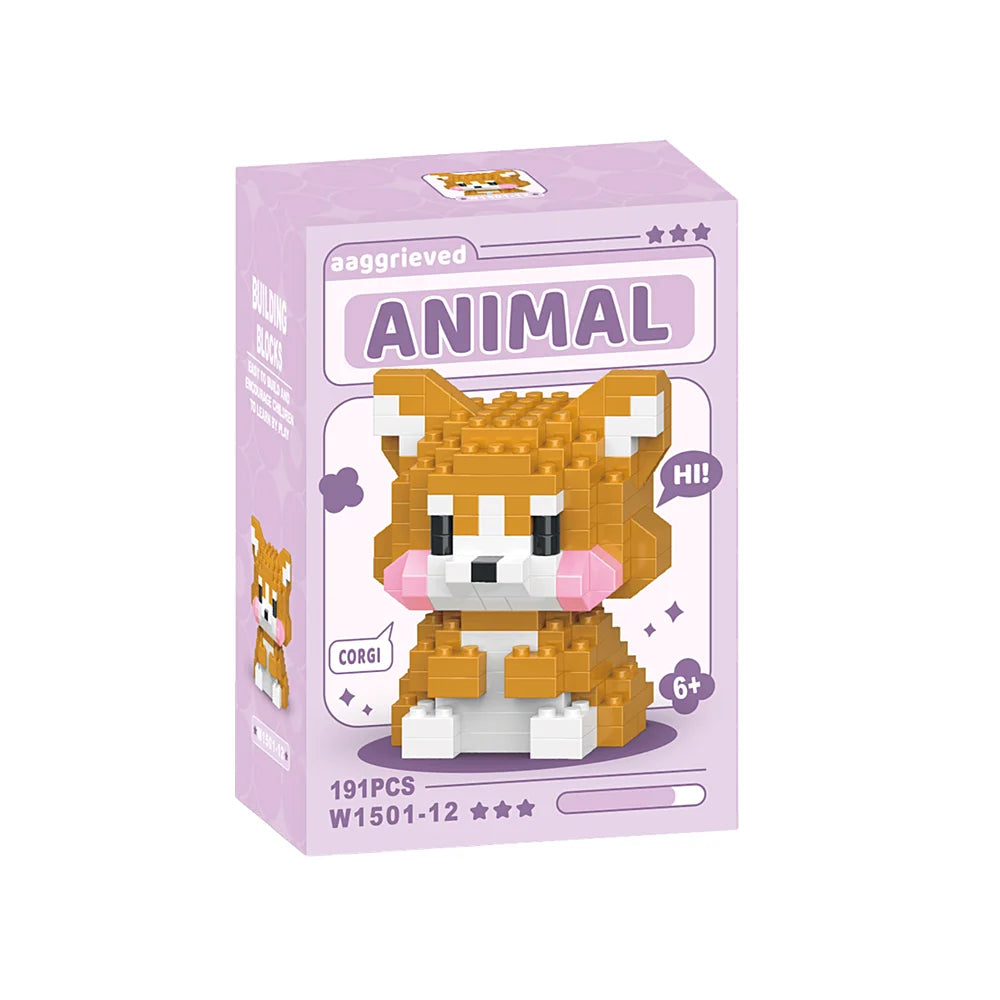 schattige corgi bouwset van mini bricks
