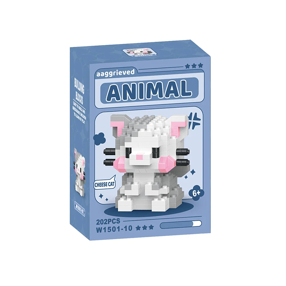 bouwproces van kawaii katje van bricks