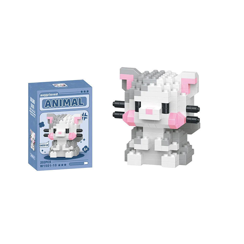 eindresultaat mini bricks katje op display