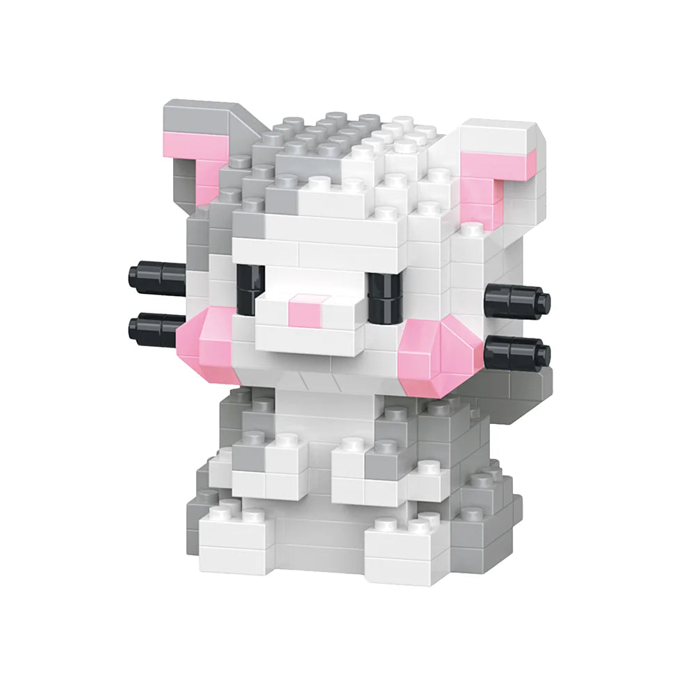 mini bricks katje in grijs en wit close-up