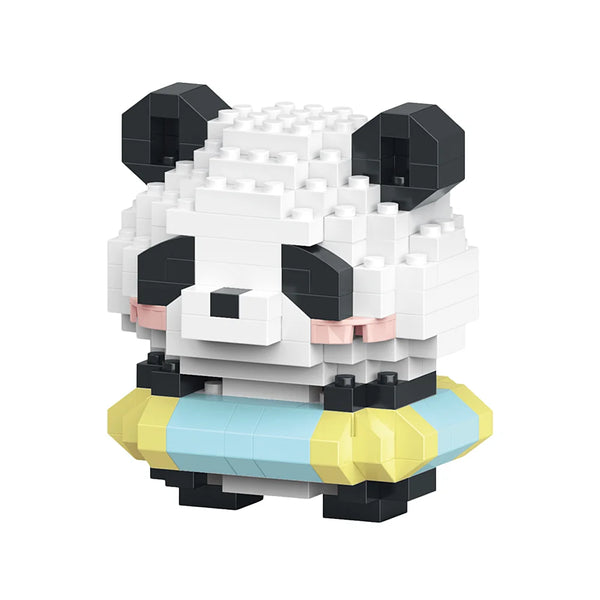 mini bricks panda met zwembandje close-up