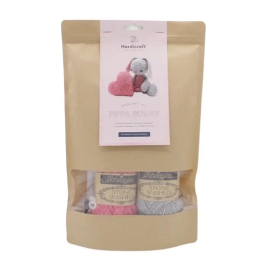 kawaii haakpakket pippa in grijs en rood garen