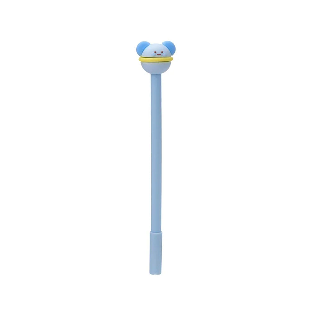 blauwe kawaii pen met diertopper