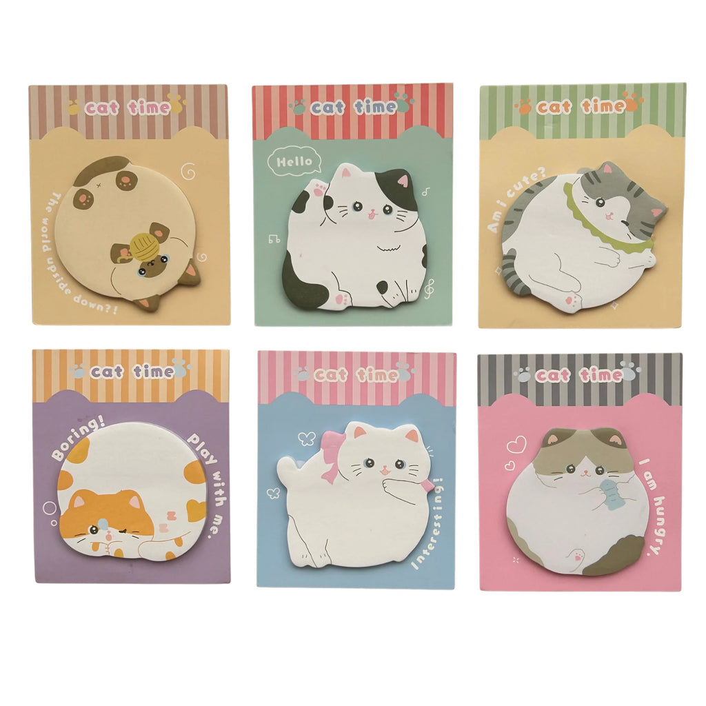 ronde katten memoblok – kawaii papierwaren met schattige katjes