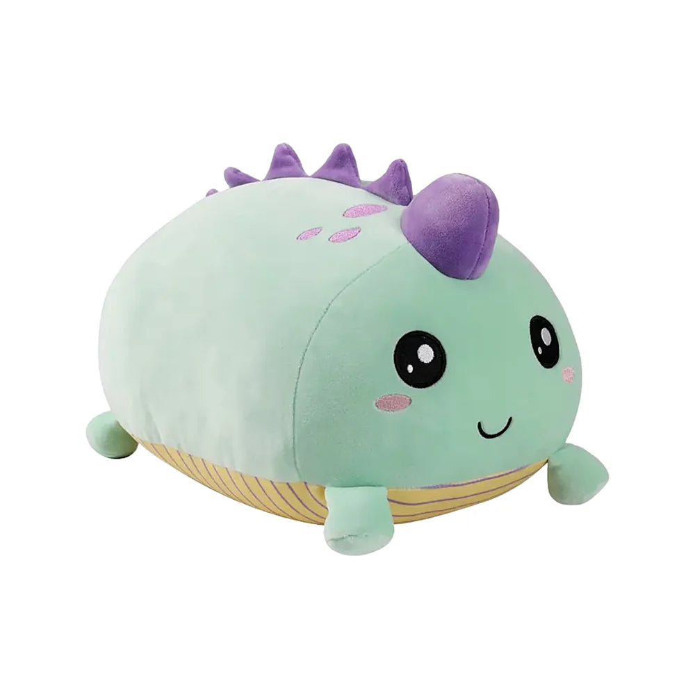 schattige groene dino knuffel van 33 cm met glimlachend gezicht