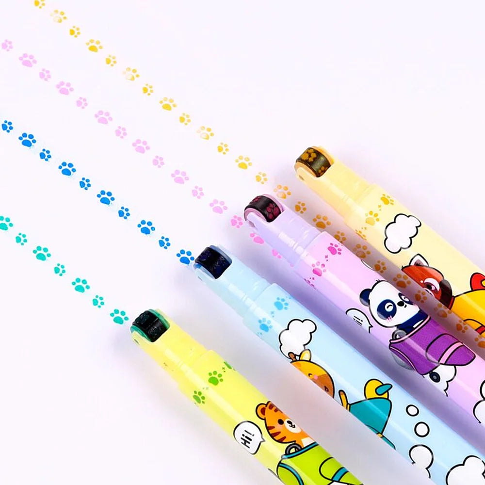 Adoramals highlighter & stempelwiel pen in gebruik voor notities en versiering