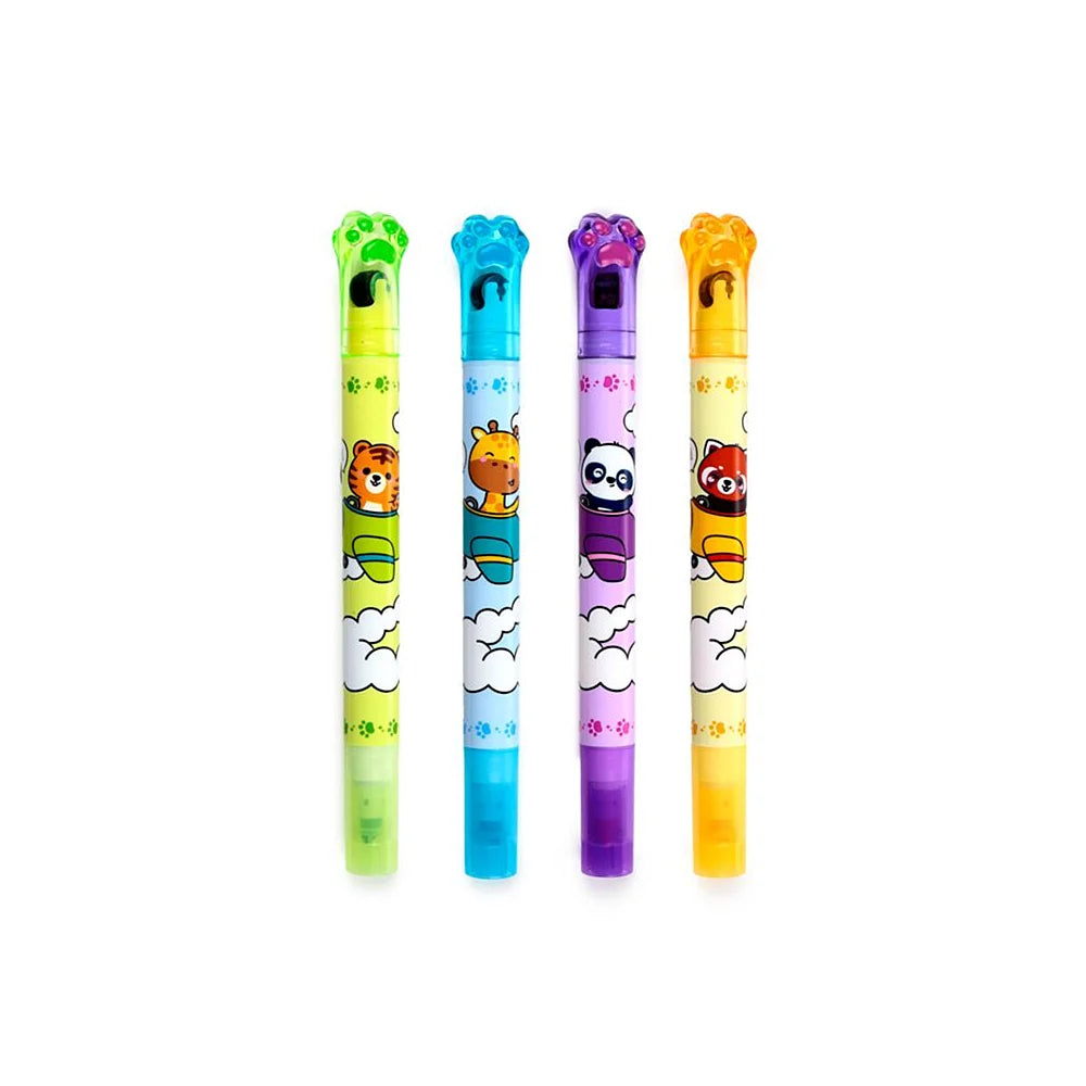 Set Adoramals 2-in-1 highlighter & stempelwiel pennen – vier kleuren bij elkaar