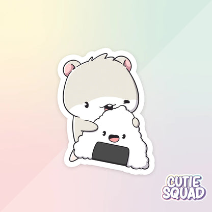 foodie hamsters sticker van cutiesquad met rijsthapje