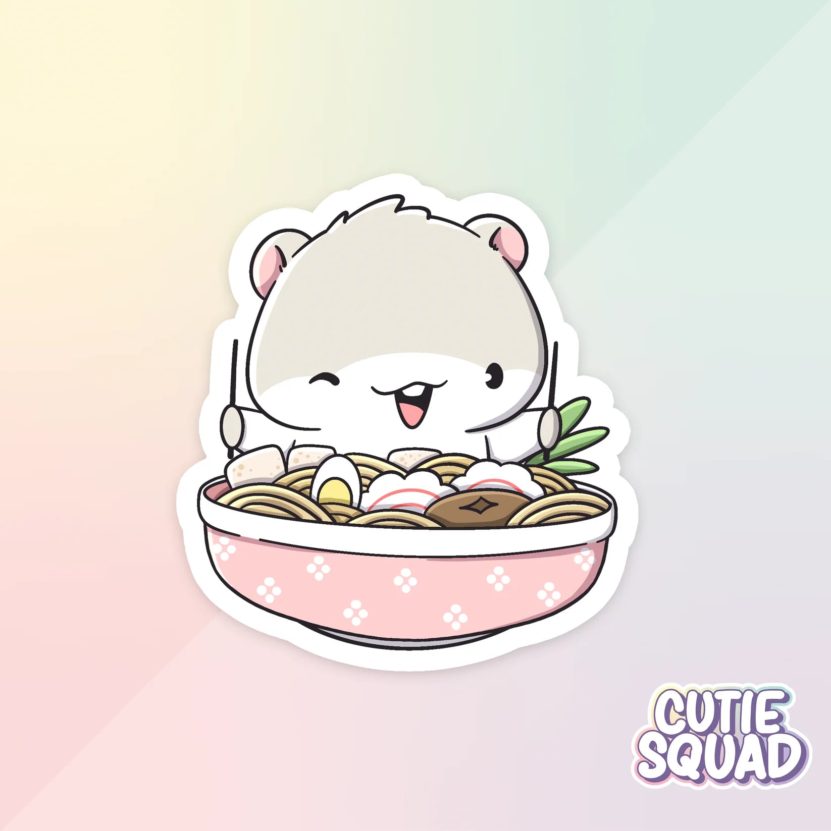 foodie hamsters sticker van cutiesquad met noodleschaal