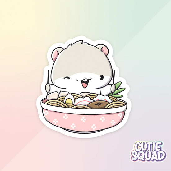 foodie hamsters sticker van cutiesquad met noodleschaal