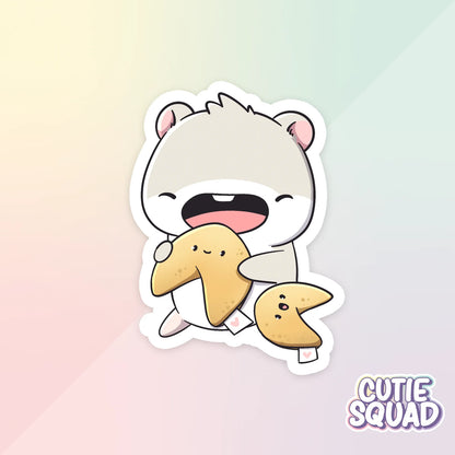foodie hamsters sticker van cutiesquad met gelukskoekje