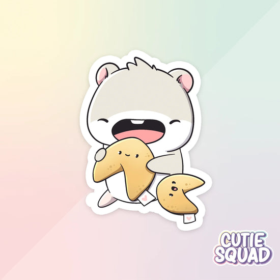 foodie hamsters sticker van cutiesquad met gelukskoekje