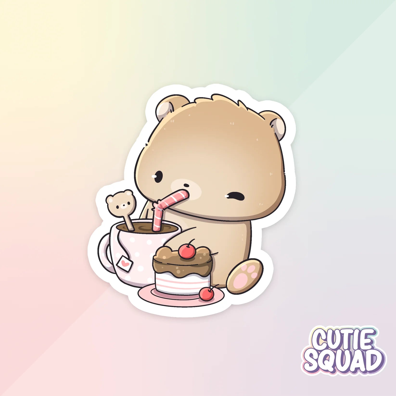bear cafe sticker van cutiesquad met warme chocomel