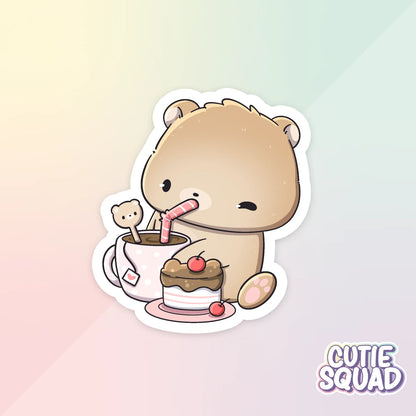 bear cafe sticker van cutiesquad met warme chocomel