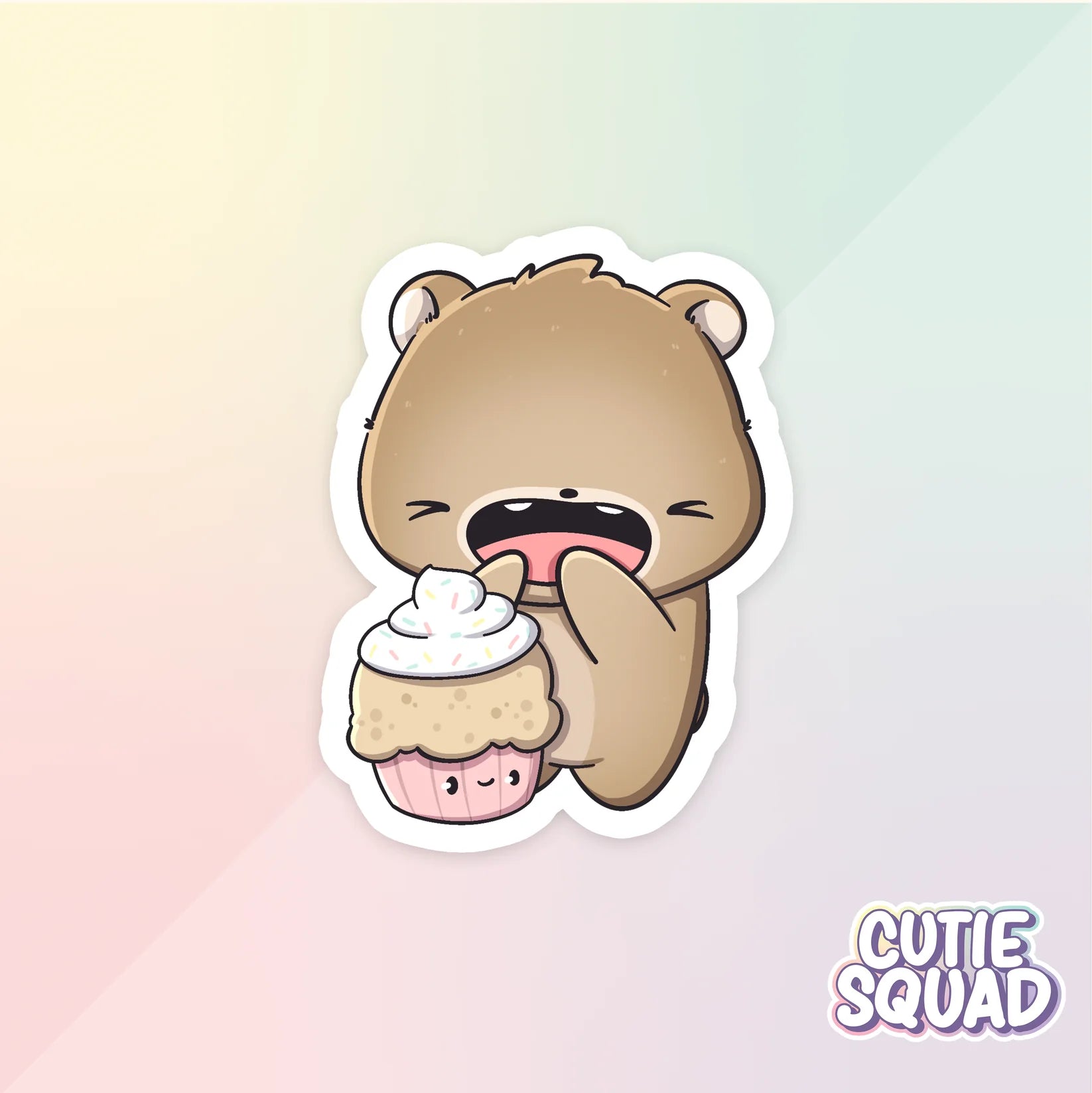 bear cafe sticker van cutiesquad met cupcake