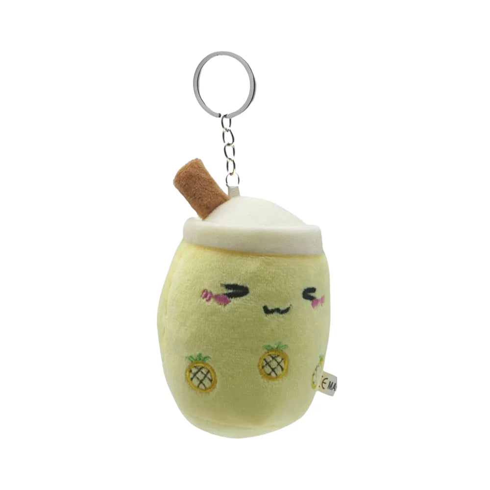 mini boba tea sleutelhanger aan sleutelbos