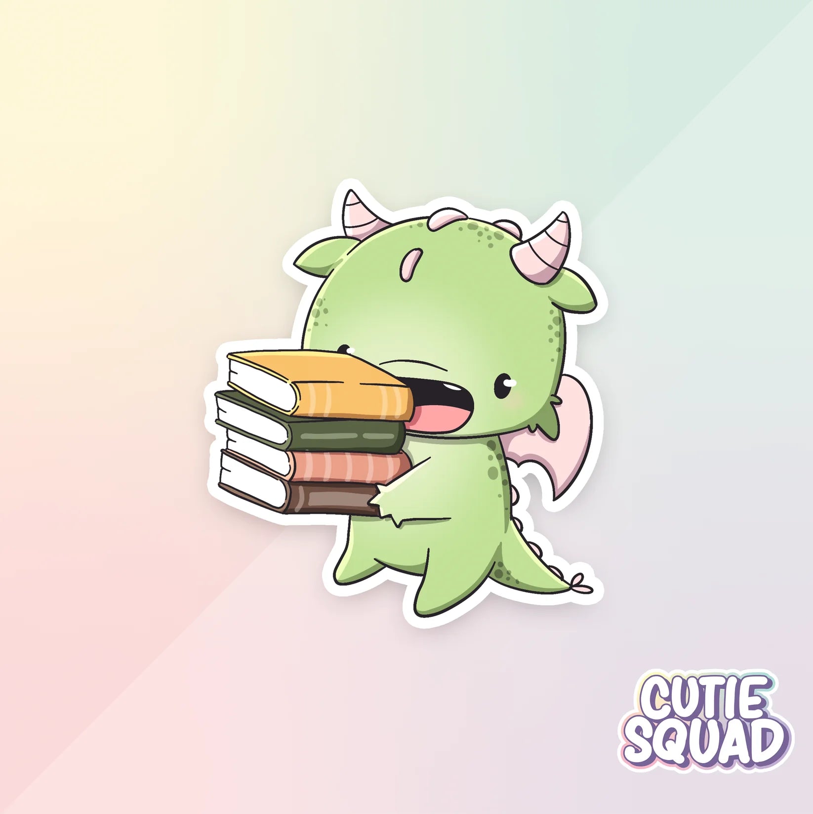 bookdragons sticker van cutiesquad met stapeltje boeken
