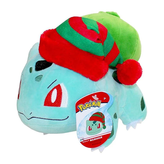 Pokémon | Bulbasaur met kerstmuts - knuffel 20 cm