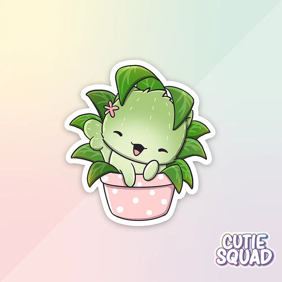 cactus cat sticker van cutiesquad met roze bloempot