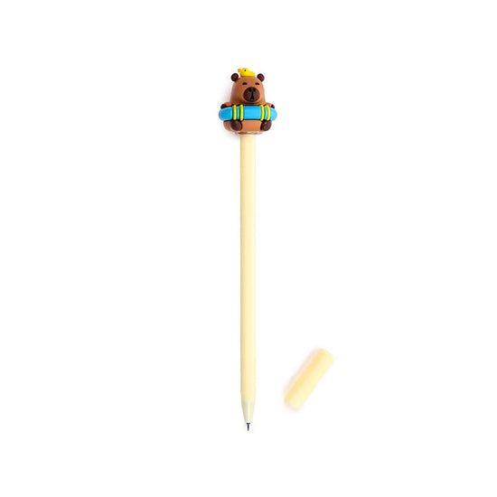 Relaxte capibara pen met zwemband – vrolijke en praktische schrijfwaren