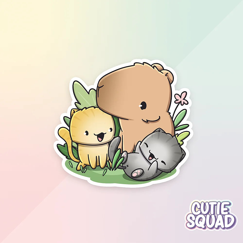 capybara friends sticker van cutiesquad met katjes