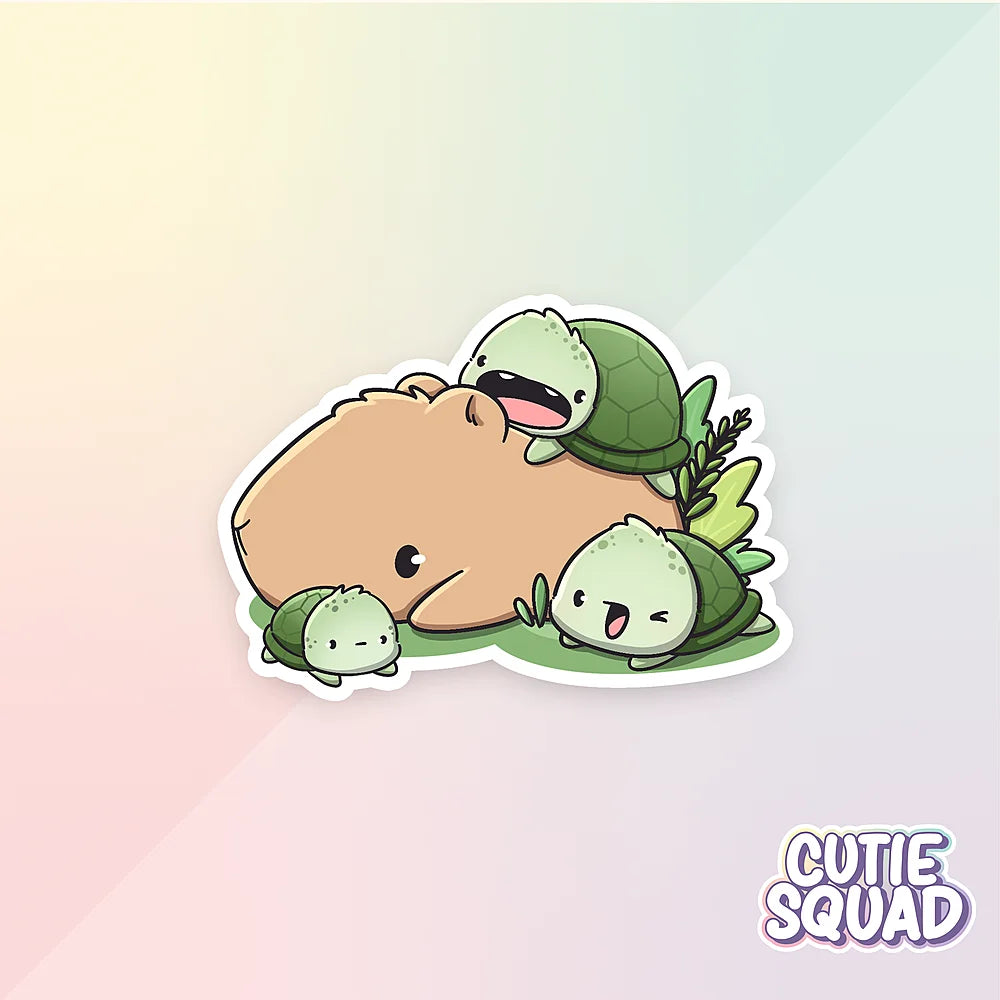 capybara friends sticker van cutiesquad met schildpadjes