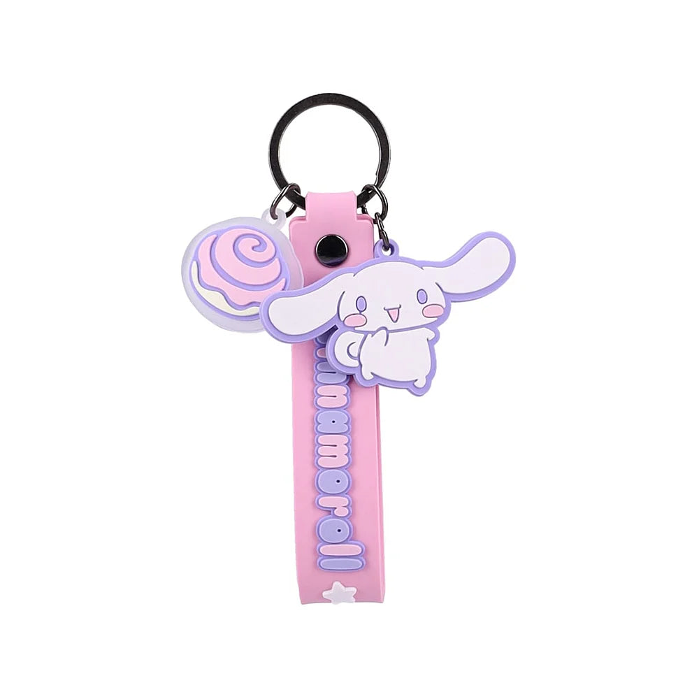 Kawaii Cinnamoroll sleutelhanger voorkant – officiële Sanrio merchandise met pastelroze strap