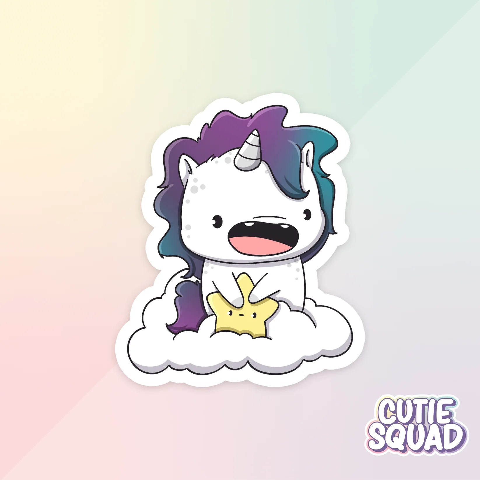 cloudy unicorns sticker van cutiesquad op wolken