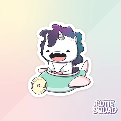 cloudy unicorns sticker van cutiesquad in vliegtuigje