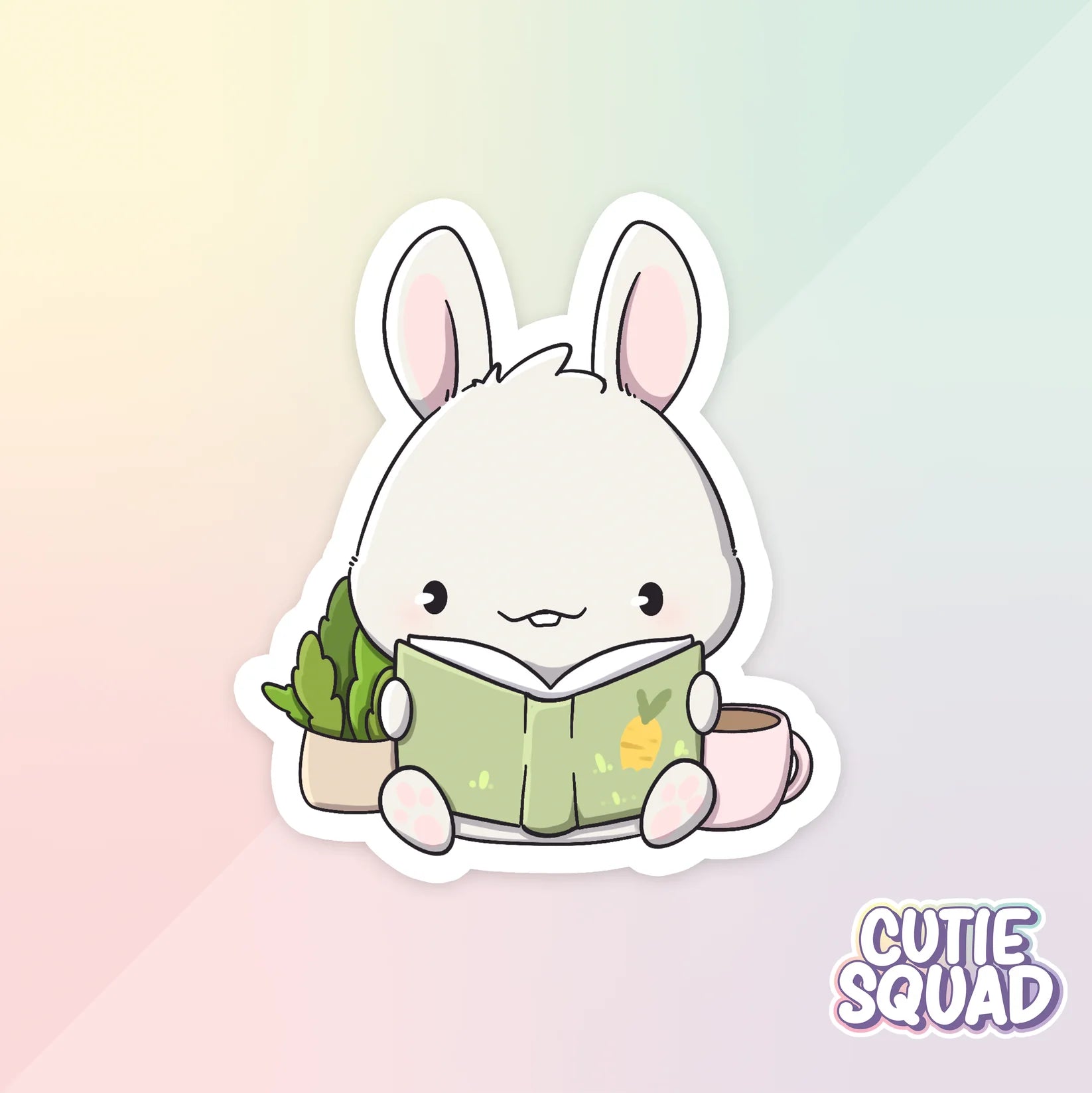 cozy bunnies sticker van cutiesquad met leesboek