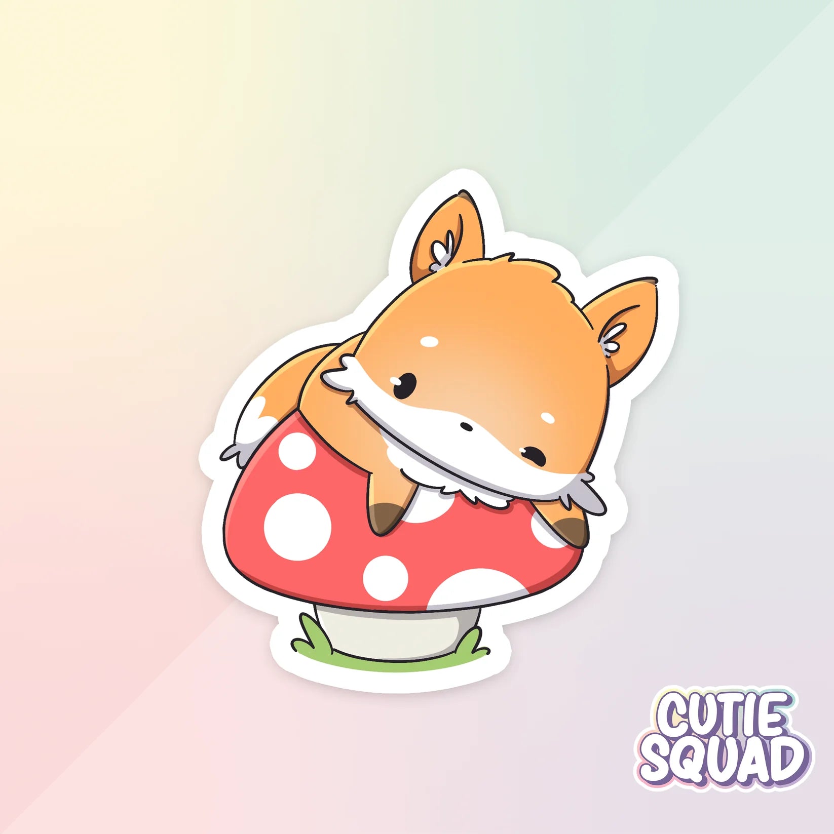 fall foxes sticker van cutiesquad met paddenstoel