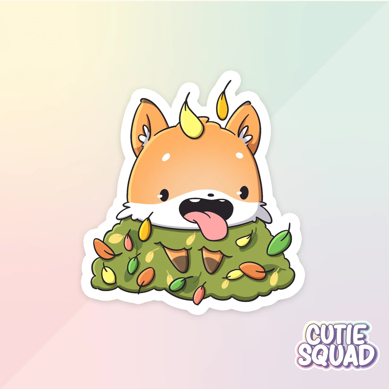 fall foxes sticker van cutiesquad in hoopje bladeren