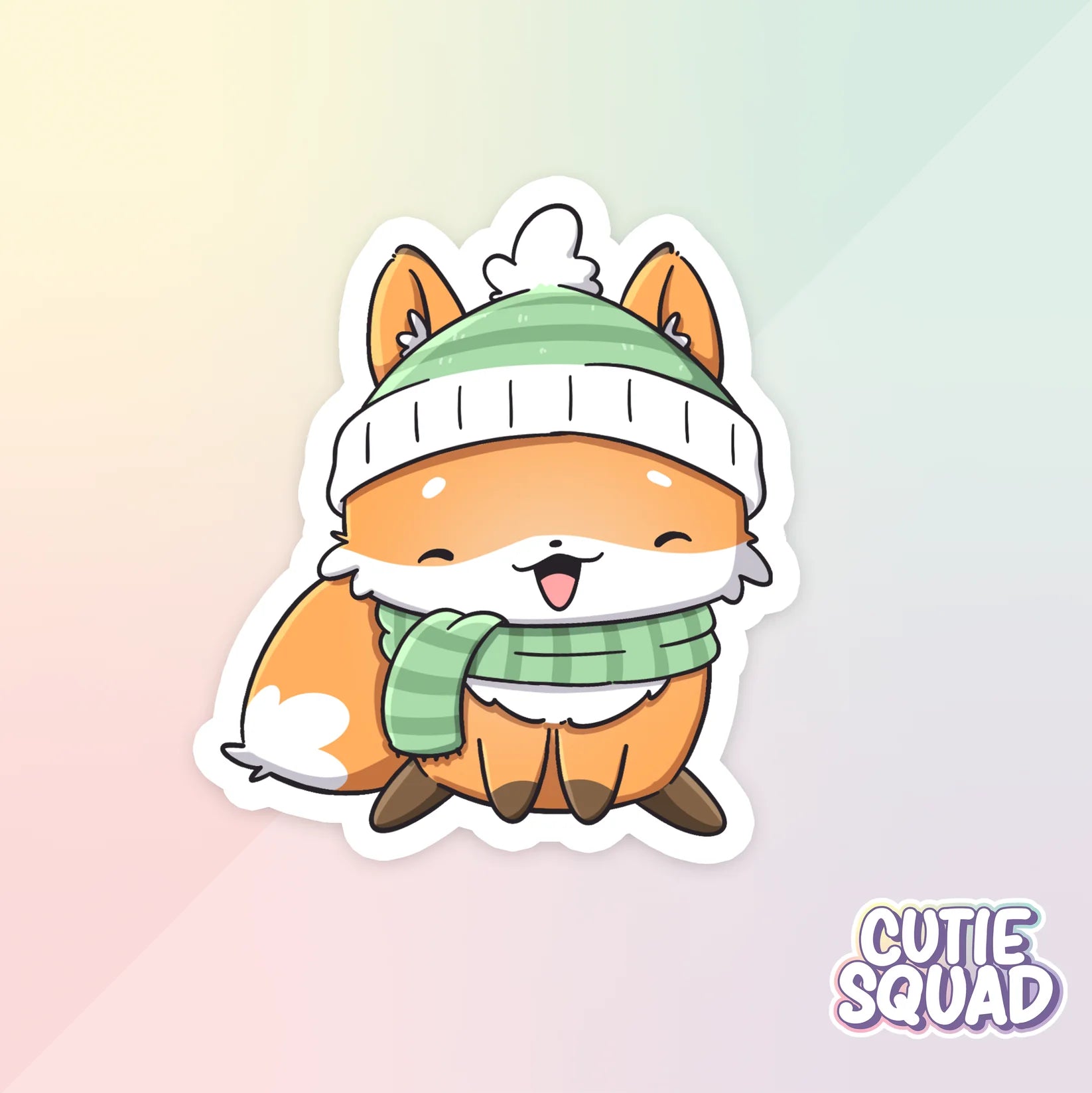 fall foxes sticker van cutiesquad met muts en sjaal