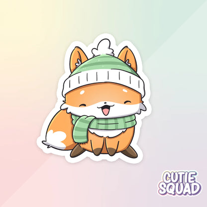 fall foxes sticker van cutiesquad met muts en sjaal