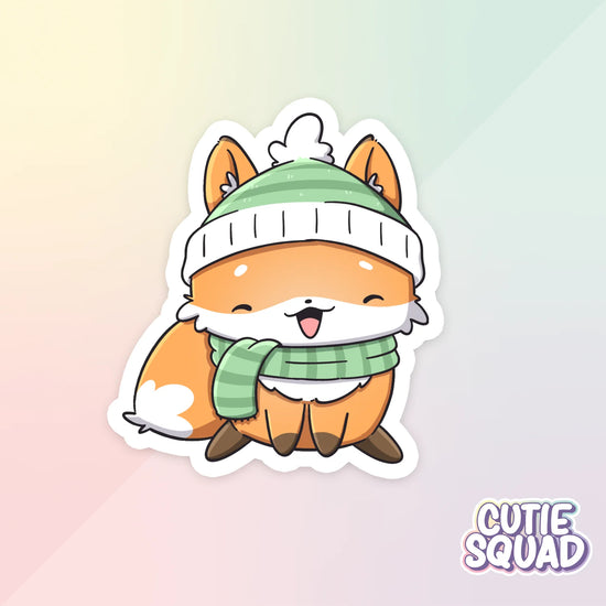 fall foxes sticker van cutiesquad met muts en sjaal