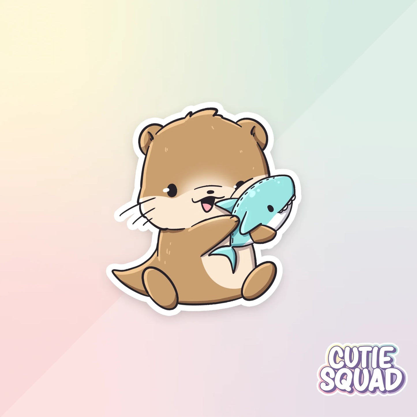 fishy otter sticker van cutiesquad met haai plushie