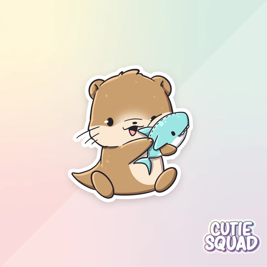 fishy otter sticker van cutiesquad met haai plushie
