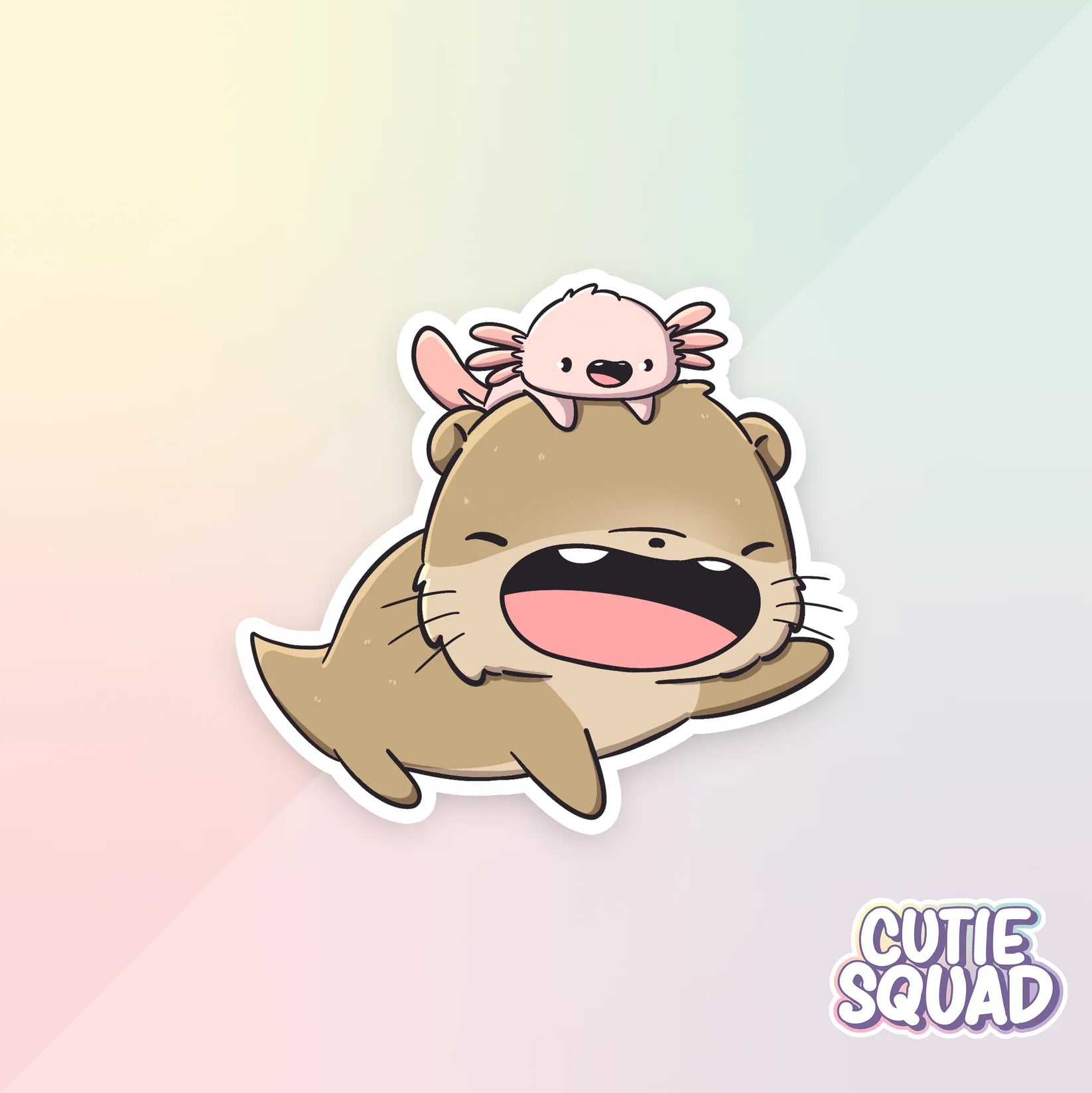 fishy otter sticker van cutiesquad met axolotl