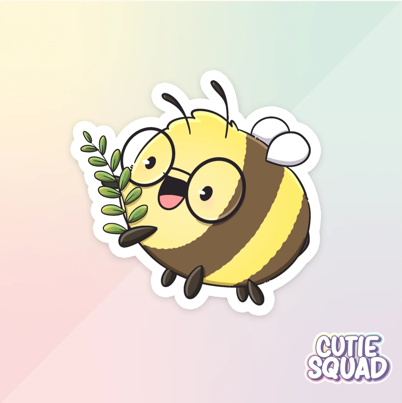 funny bees sticker van cutiesquad met bril