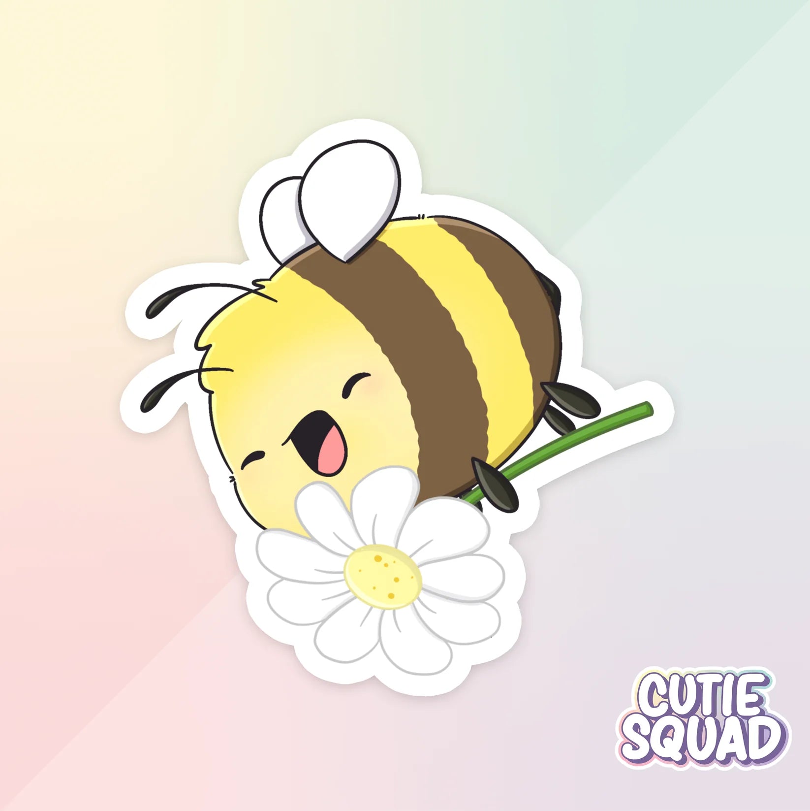 funny bees sticker van cutiesquad met wit bloementje