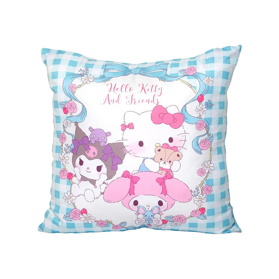 close-up van kawaii sanrio kussen met kleurrijke karakters
